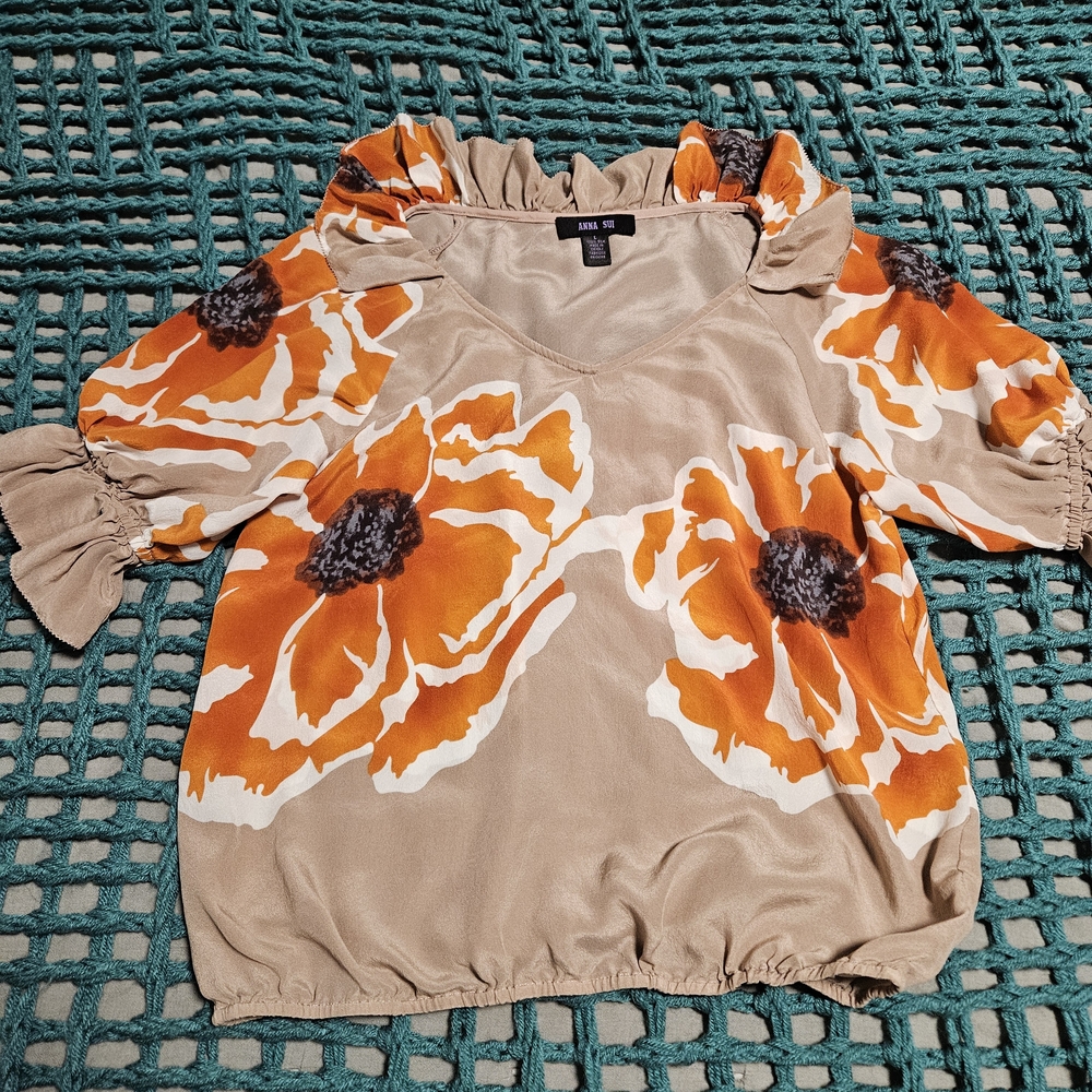 Anna SUI Women’s Orange Floral Top